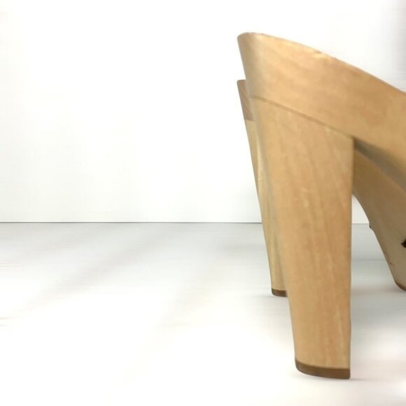 SPAZIOMODA wood leather snakeskin touch sandals women size 37 - Picture 13 of 17